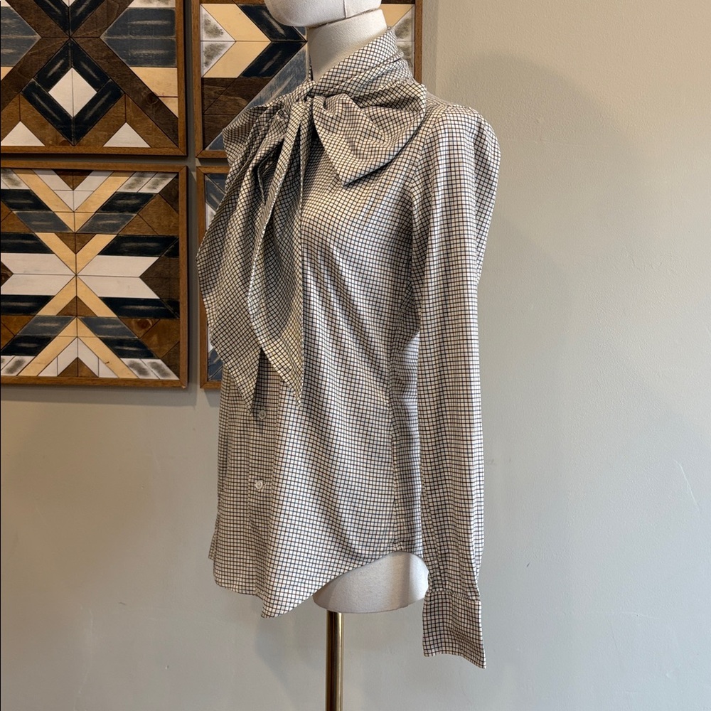 Vintage Ralph Lauren Button-Front Long Sleeve Top with Scarf size 2 Slim Fit - Picture 8 of 16